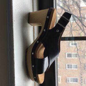 Clark’s artisan block heels with studs.